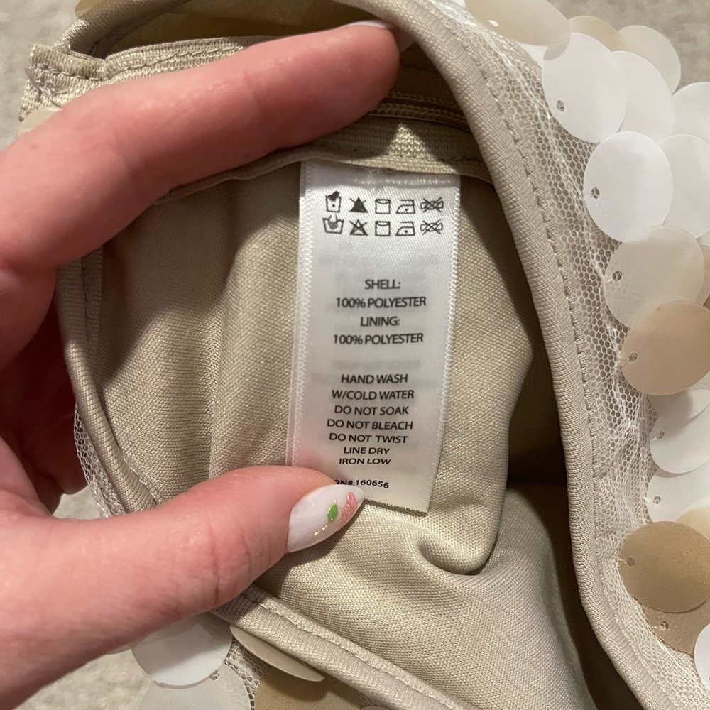 Sincerely Jules Sequin Mini Skirt in Cream and Tan - Picture 4 of 5